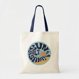 Sun Salt Sand Retro Beach Sunset Tote Bag