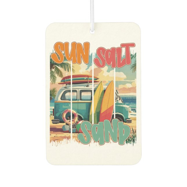 Sun, Salt, Sand – Retro Beach Vibes Air Freshener (Front)