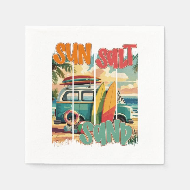 Sun, Salt, Sand – Retro Beach Vibes Napkins (Front)