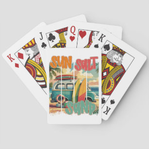 Sun, Salt, Sand – Retro Beach Vibes Poker Cards