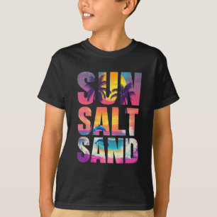 Sun Salt Sand Summer Beach Vibes Family Vacation R T-Shirt