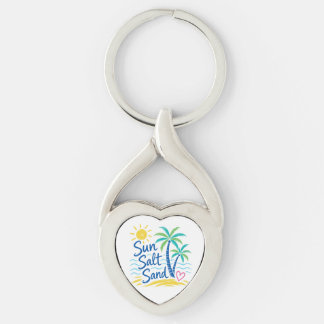 Sun Salt Sand – Tropical Beach Palm Tree Summer  Keychain
