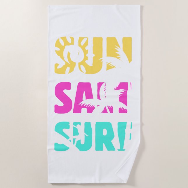 Sun Salt Surf - Summer Vibes Beach Towel (Front)