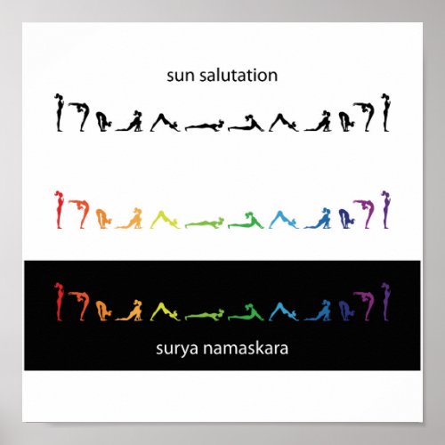 sun salutation chakra system yoga yogi zen aura poster