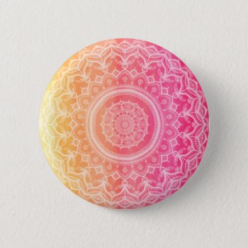 Sun Salutations Mandala By Megaflora Design Button by Megaflora at Zazzle