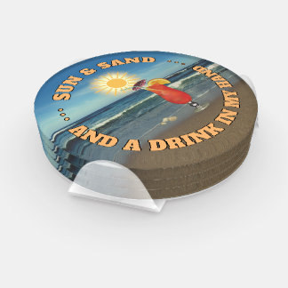 Sun & Sand and a Drink in my Hand Coaster Set