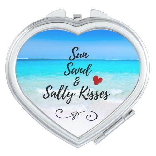 Sun Sand and Salty Kisses Tropical Beach Compact Mirror