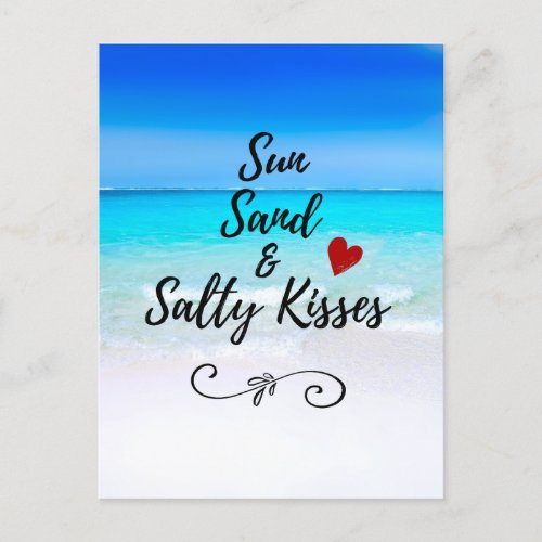 Sun Sand and Salty Kisses Tropical Beach Postcard