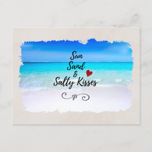 Sun Sand and Salty Kisses Tropical Beach Postcard