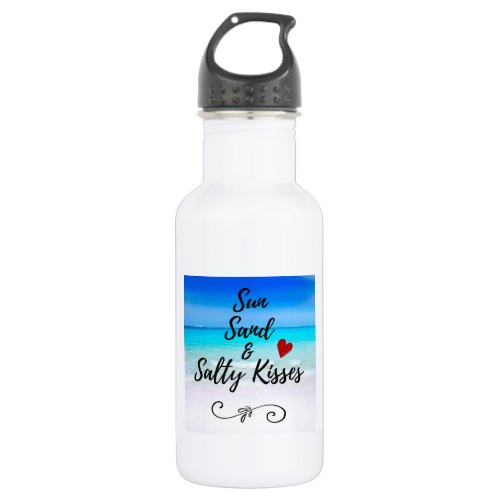 Sun Sand and Salty Kisses Tropical Beach Stainless Steel Water Bottle