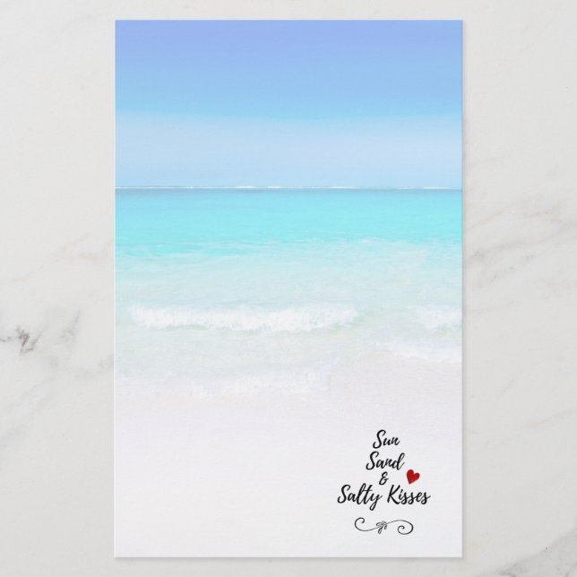 Sun Sand and Salty Kisses Tropical Beach Stationery (Front)