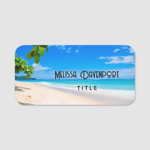 Sun Sand and Surf Tropical Beach Name Tag