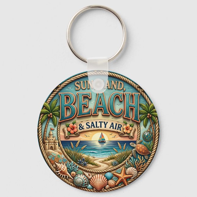 Sun, Sand Beach Keychain (Front)