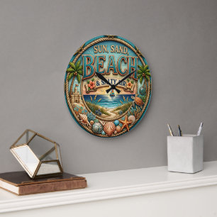 Sun Sand Beach Salty Air Large Clock
