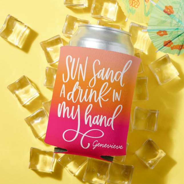 Sun Sand Drink in Hand Peach Gradient  Can Cooler (In Situ Summer)