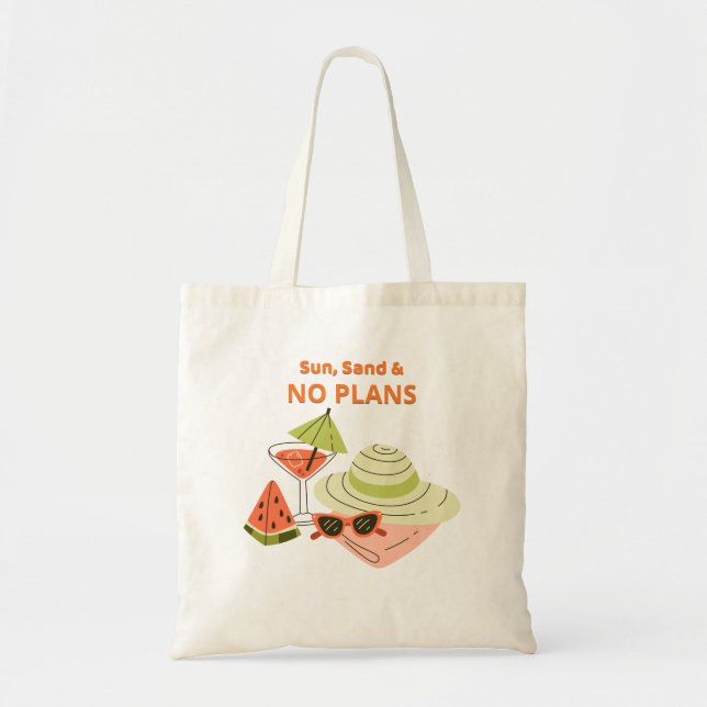 Sun, Sand & No Plans Tote Bag – Cute Summer Beach  (Front)