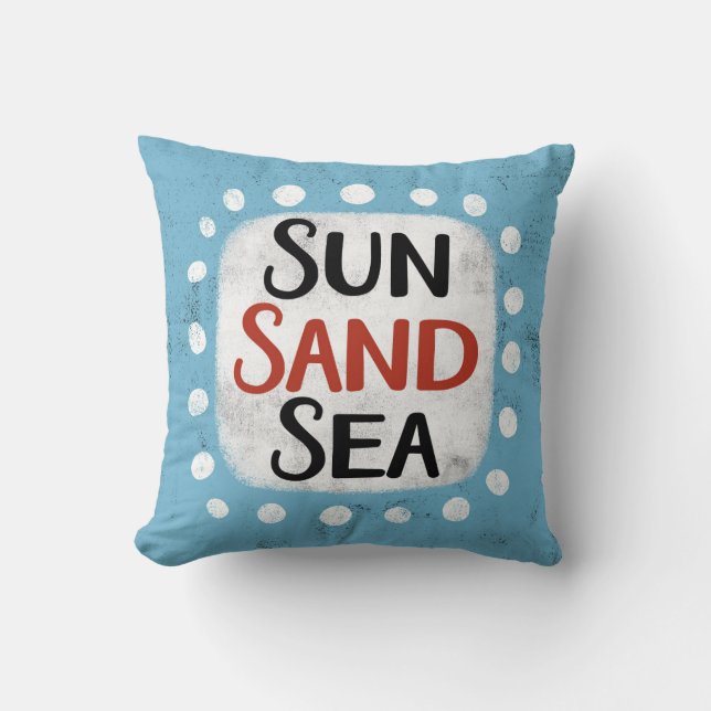 Sun Sand Sea Throw Pillow (Front)