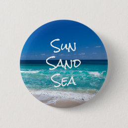 Sun Sand Sea Tropical Beach Turquoise Water Button