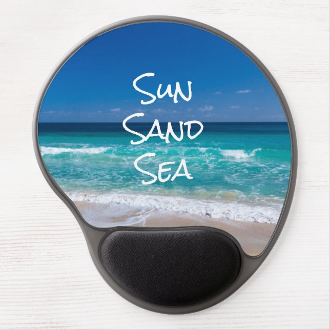 Sun Sand Sea Tropical Beach Turquoise Water Gel Mouse Pad (Front)
