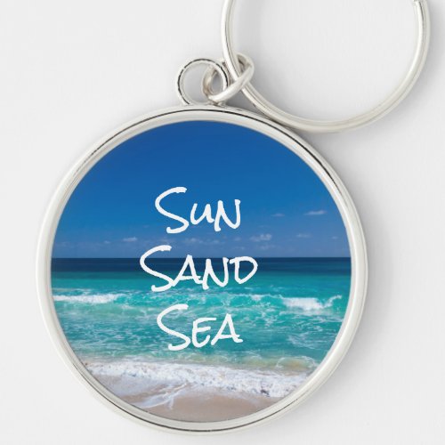 Sun Sand Sea Tropical Beach Turquoise Water Keychain