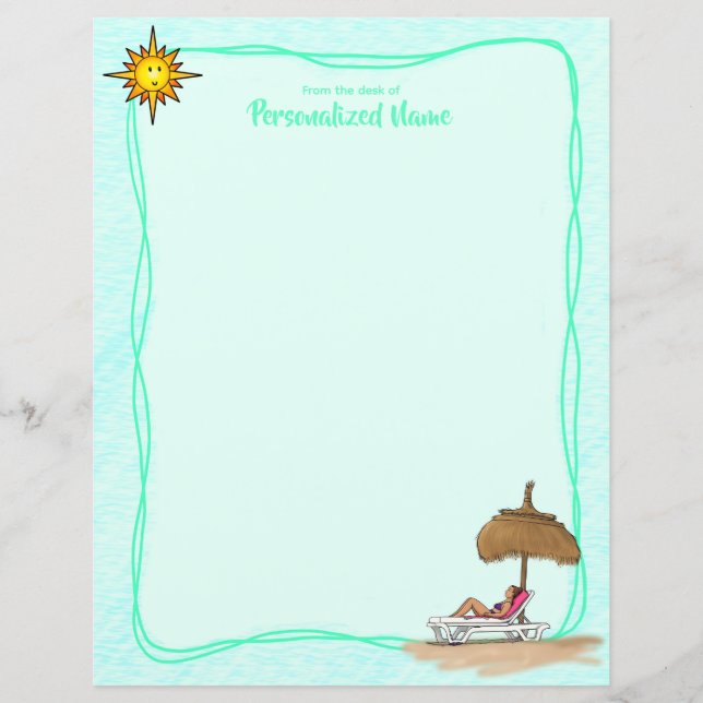 Sun, Sand & Serenity Unlined Paper Sheet (Front)