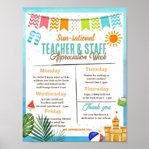 Sun_sational Teacher Appreciation Week Itinerary Poster