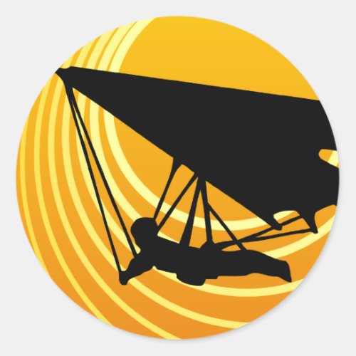 sun scene hang gliding classic round sticker