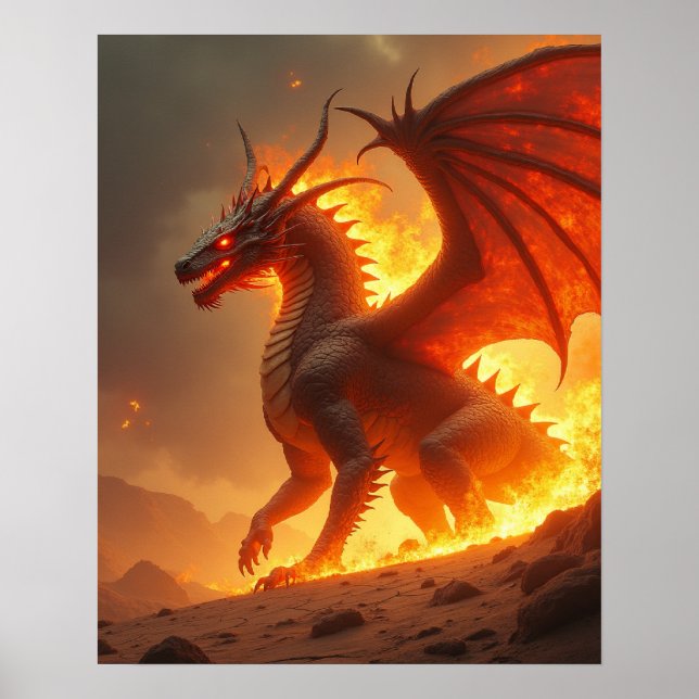 Sun-Scorch Inferno Fire Dragon Poster (Front)