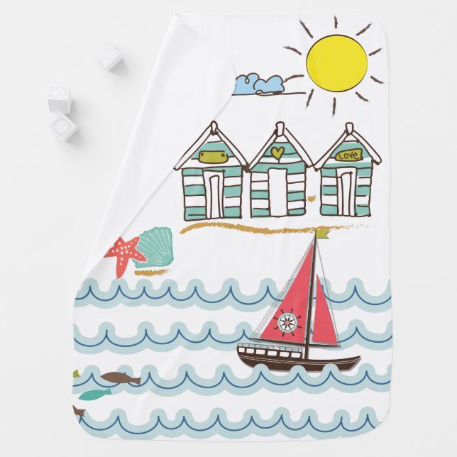 Sun Sea and Sand Baby Blanket (In Situ)