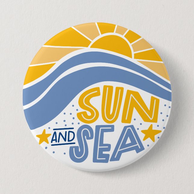 Sun, Sea and Summer Beach Button (Front)