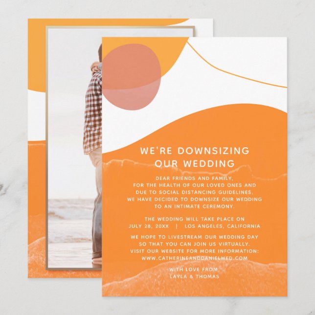 Sun Sea Sand Photo We're Downsizing Our Wedding Announcement (Front/Back)