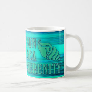 Sun Sea Serenity Tropical Seashell Beach Scene Coffee Mug