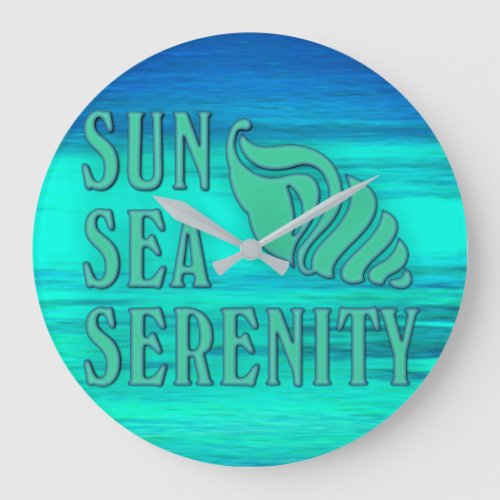 Sun Sea Serenity Tropical Seashell Beach Scene Large Clock