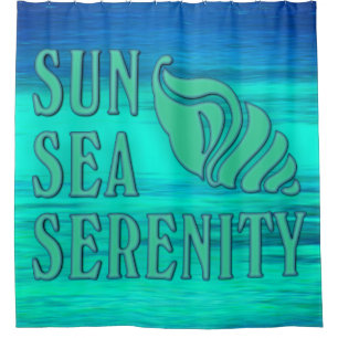 Sun Sea Serenity Tropical Seashell Beach Scene Shower Curtain