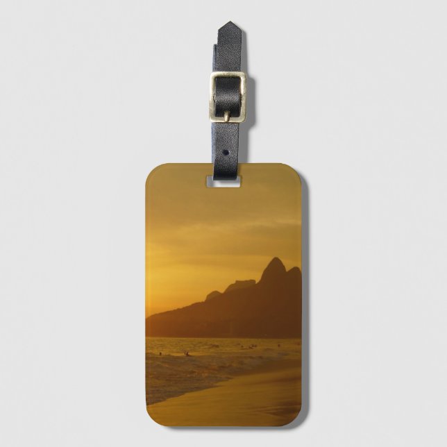 Sun Set at Ipanema Beach Brazil Luggage Tag (Front Vertical)