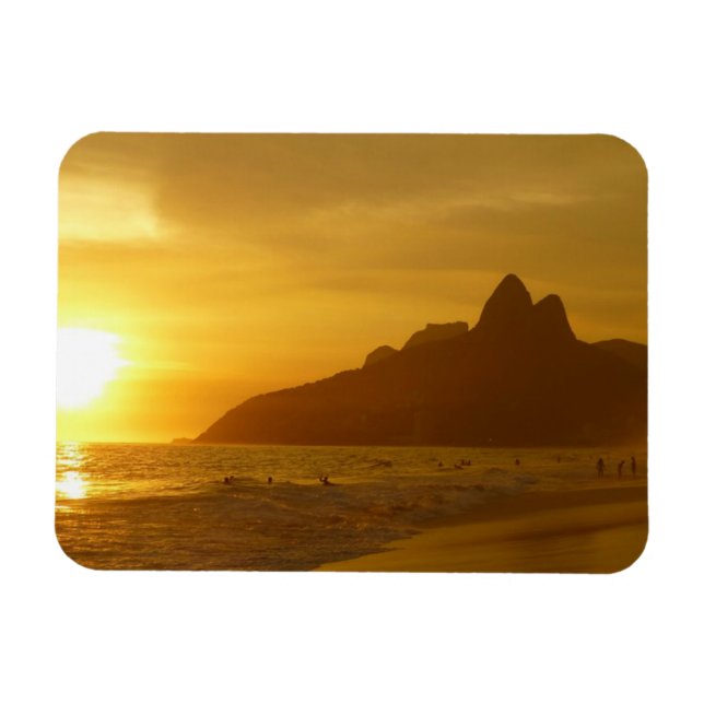 Sun Set at Ipanema Beach Brazil Magnet (Horizontal)