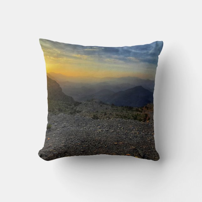 sun set over mountain  throw pillow (Front)