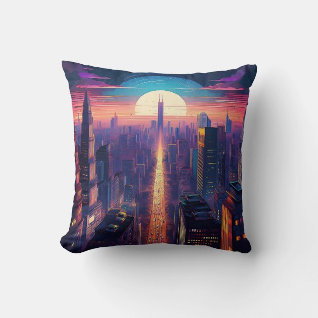sun set  throw pillow (Front)