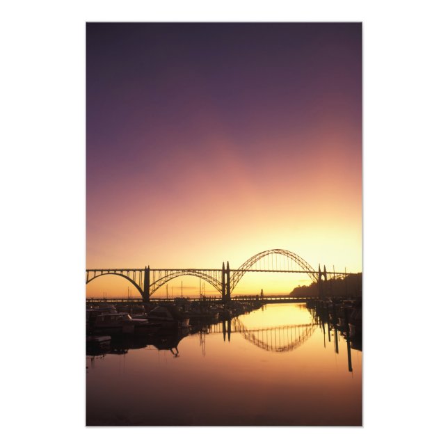 Sun setting behind the Newport Bridge, Oregon Photo Print (Front)