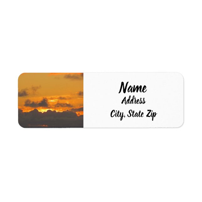 Sun Setting Bright Orange Sky Pacific Ocean Sunset Label (Front)