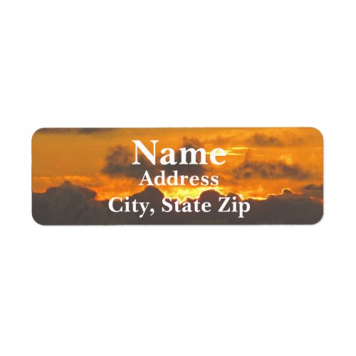 Sun Setting Bright Orange Sky Vivid Clouds Sunset Label