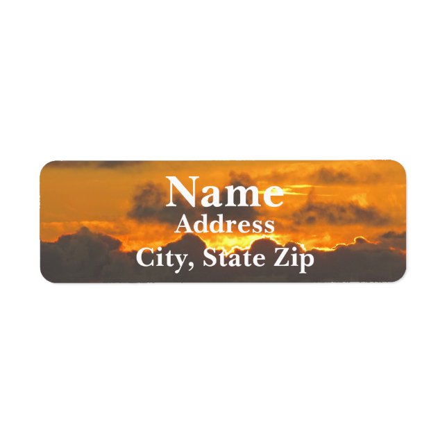 Sun Setting Bright Orange Sky Vivid Clouds Sunset Label (Front)