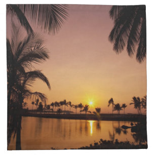 Sun setting on Anaeho'omalu Bay, Big Island, Cloth Napkin