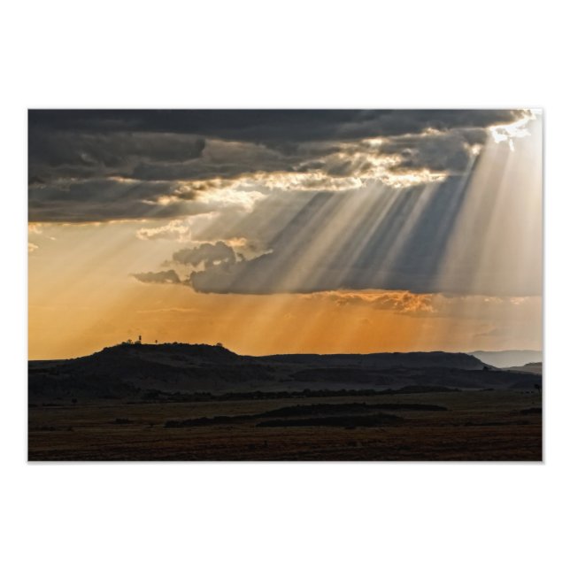 Sun setting on the Masai Mara. Photo Print (Front)