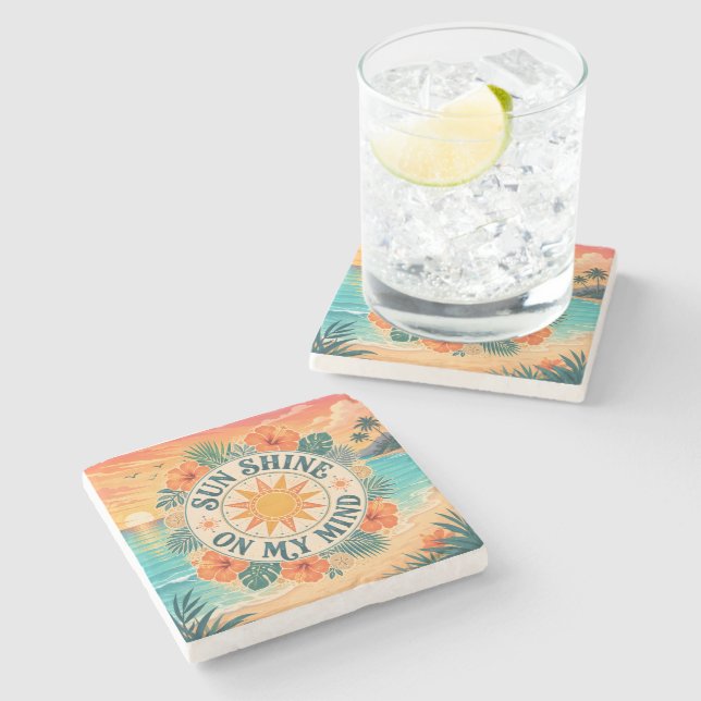 Sun Shine On My Mind Stone Coaster (Side)