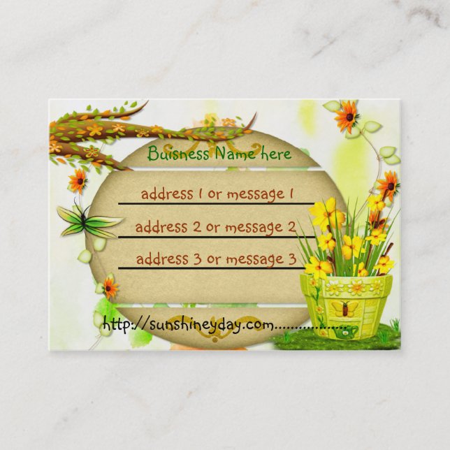 Sun Shiney Day Local Business or Small Business Card (Front)