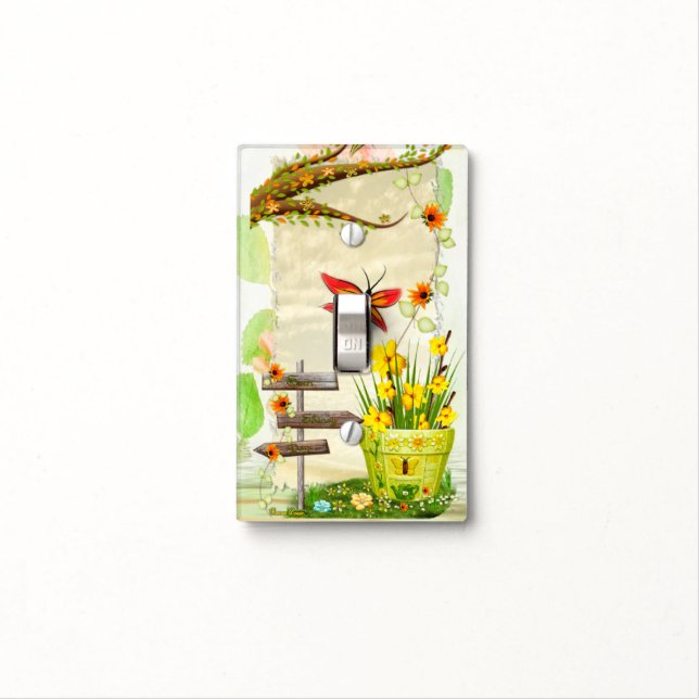 Sun Shiney Day Whimsical Nature Light Switch Cover (In Situ)
