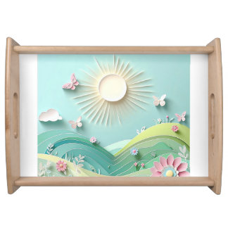 Sun Shining Over The Valley Serving Tray