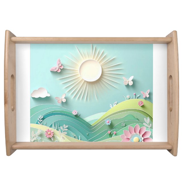 Sun Shining Over The Valley Serving Tray (Front)