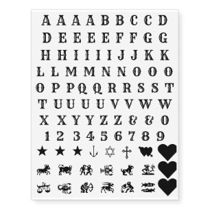 Sun Sign Alphabets Numbers Symbols Hearts Knuckle Temporary Tattoos